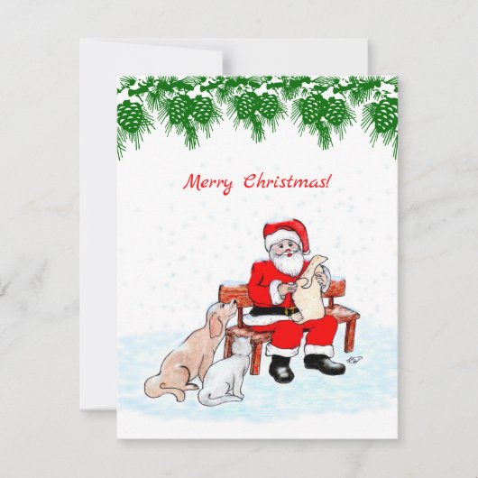 Vrolijk kerstfeest - Kerstman met kat en hond (Voorkant)