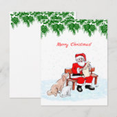 Vrolijk kerstfeest - Kerstman met kat en hond (Voorkant / Achterkant)