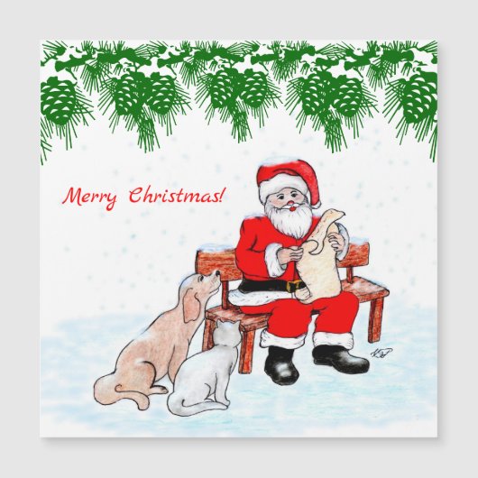 Vrolijk kerstfeest - Kerstman met kat en hond (Voorkant)