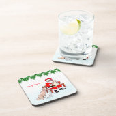 Vrolijk kerstfeest - Kerstman met kat en hond Bier Onderzetter (Rechterzijde)