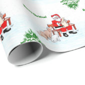 Vrolijk kerstfeest - Kerstman met kat en hond Cadeaupapier (Rol Hoek)