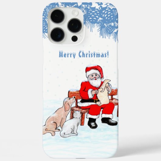 Vrolijk kerstfeest - Kerstman met kat en hond Case-Mate iPhone Case (Achterkant)