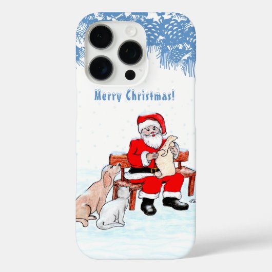 Vrolijk kerstfeest - Kerstman met kat en hond Case-Mate iPhone Case (Achterkant)