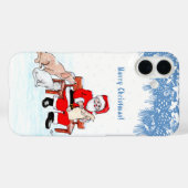 Vrolijk kerstfeest - Kerstman met kat en hond Case-Mate iPhone Case (Achterkant (horizontaal))