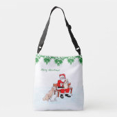 Vrolijk kerstfeest - Kerstman met kat en hond Crossbody Tas (Achterkant)