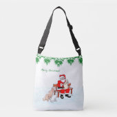 Vrolijk kerstfeest - Kerstman met kat en hond Crossbody Tas (Voorkant)