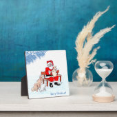 Vrolijk kerstfeest - Kerstman met kat en hond Fotoplaat (Insitu)