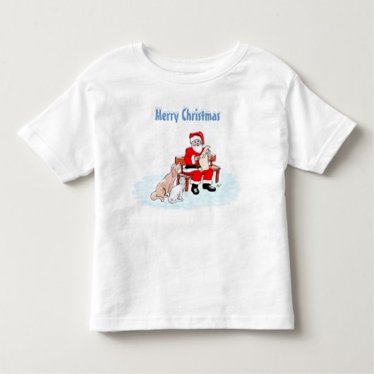 Vrolijk kerstfeest - Kerstman met kat en hond Kinder Shirts (Voorkant)