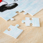 Vrolijk kerstfeest - Kerstman met kat en hond Legpuzzel (Zijkant)