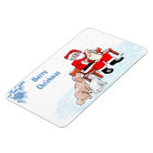 Vrolijk kerstfeest - Kerstman met kat en hond Magneet (Linkerzijde)