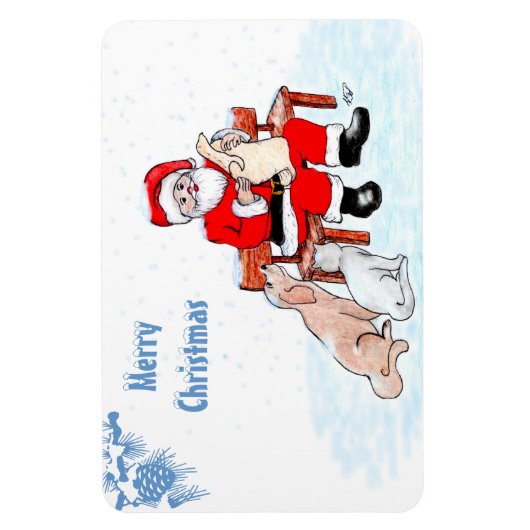 Vrolijk kerstfeest - Kerstman met kat en hond Magneet (Verticaal)