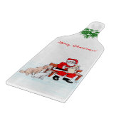 Vrolijk kerstfeest - Kerstman met kat en hond Snijplank (Hoek)