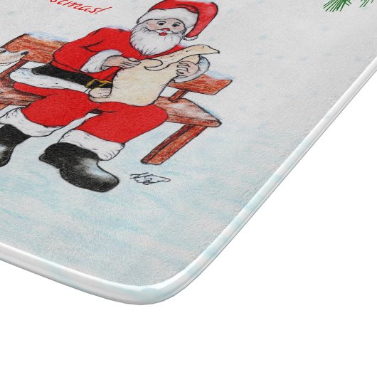 Vrolijk kerstfeest - Kerstman met kat en hond Snijplank (Hoek)