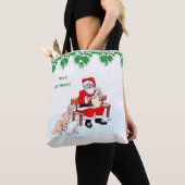Vrolijk kerstfeest - Kerstman met kat en hond Tote Bag (Dichtbij)