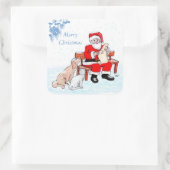 Vrolijk kerstfeest - Kerstman met kat en hond Vierkante Sticker (Tas)