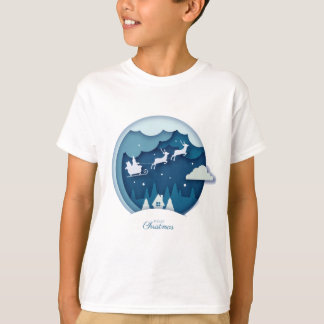 Vrolijk Kerstfeest - Kerstman met sneeuw vallende T-shirt