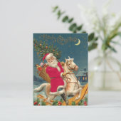 Vrolijk kerstfeest  kerstman op paard briefkaart (Staand voorkant)
