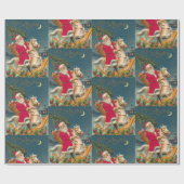 Vrolijk kerstfeest  kerstman op paard cadeaupapier (Vlak)