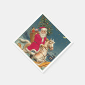 Vrolijk kerstfeest  kerstman op paard servet (Hoek)
