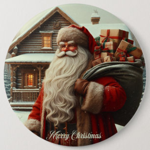 Vrolijk kerstfeest  kerstman ronde button 6,0 cm