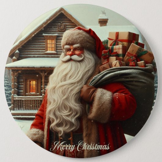 Vrolijk kerstfeest kerstman ronde button 6,0 cm (Voorkant)
