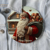 Vrolijk kerstfeest kerstman ronde button 6,0 cm (In situ)