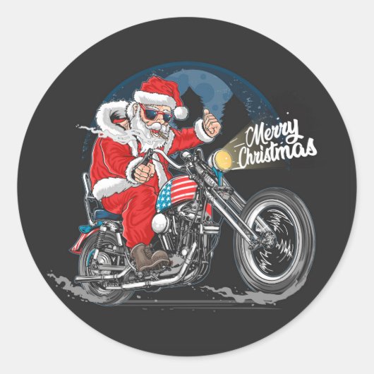 Vrolijk kerstfeest, kerstman ronde sticker (Voorkant)