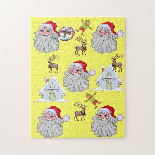 Vrolijk kerstfeest  Kerstman Santa Elf Reindeer Legpuzzel (Verticaal)