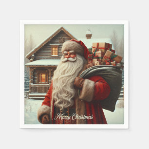 Vrolijk kerstfeest kerstman servet
