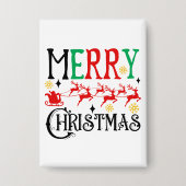 Vrolijk Kerstfeest Kerstman Sleigh-61049 T-shirt Button (Voorkant)