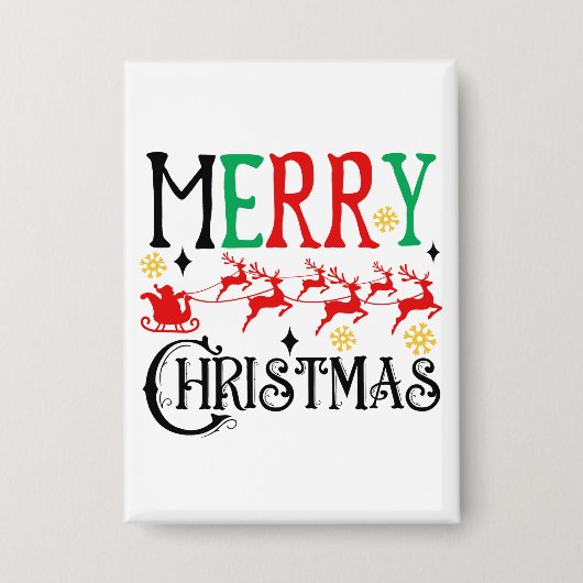 Vrolijk Kerstfeest Kerstman Sleigh-61049 T-shirt Button (Voorkant)