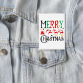 Vrolijk Kerstfeest Kerstman Sleigh-61049 T-shirt Button (Insitu)