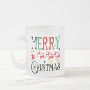 Vrolijk Kerstfeest Kerstman Sleigh-61049 T-shirt Matglas Koffiemok
