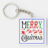Vrolijk Kerstfeest Kerstman Sleigh-61049 T-shirt Sleutelhanger (voorkant)