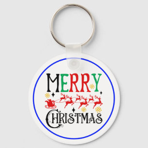 Vrolijk Kerstfeest Kerstman Sleigh-61049 T-shirt Sleutelhanger