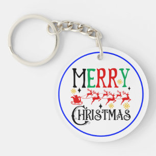 Vrolijk Kerstfeest Kerstman Sleigh-61049 T-shirt Sleutelhanger