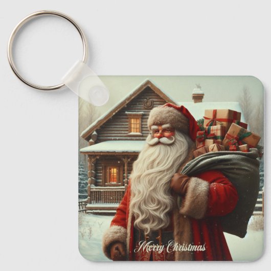 Vrolijk kerstfeest  kerstman sleutelhanger (Voorkant)