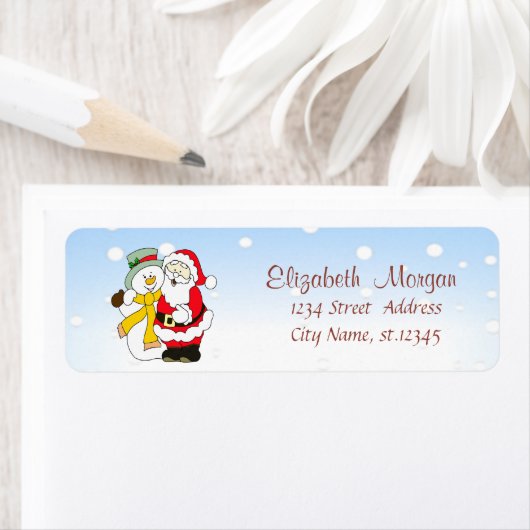 Vrolijk kerstfeest, kerstman, Snowman Etiket (Insitu)