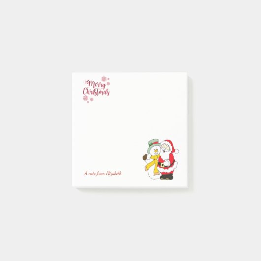Vrolijk kerstfeest, kerstman, Snowman-gepersonalis Post-it® Notes (Voorkant)