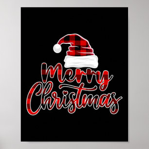 Vrolijk Kerstfeest Kerstman Squad Red Plaid Kerstc Poster