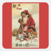 Vrolijk kerstfeest  kerstman vierkante sticker (Voorkant)