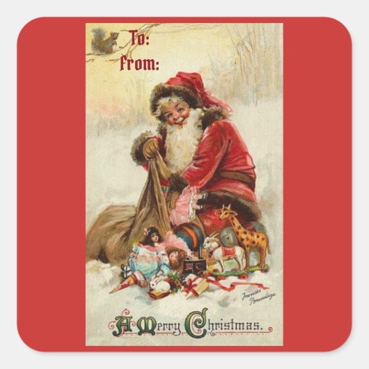 Vrolijk kerstfeest  kerstman vierkante sticker (Voorkant)