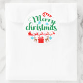 Vrolijk kerstfeest: Kerstman & zijn slee & rendier Ronde Sticker (Tas)