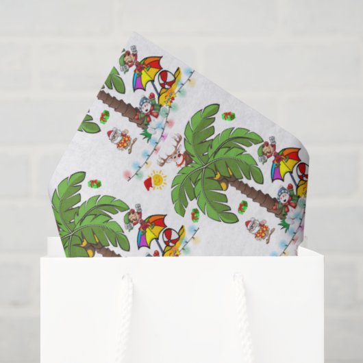 Vrolijk kerstfeest Kerstmannen strandfeest vloeipa Tissuepapier (Cadeauzakje)