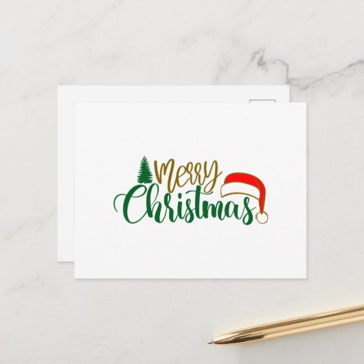Vrolijk kerstfeest Kerstmannenhoed Briefkaart (Voorkant / Achterkant in situ)
