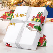 Vrolijk Kerstfeest Kerstman's Sleigh Custom Name Cadeaupapier
