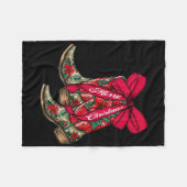 Vrolijk Kerstfeest Kerstmis Cowboy Laarzen Coquett Fleece Deken (Voorkant (Horizontaal))