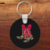 Vrolijk Kerstfeest Kerstmis Cowboy Laarzen Coquett Sleutelhanger (Voorkant)