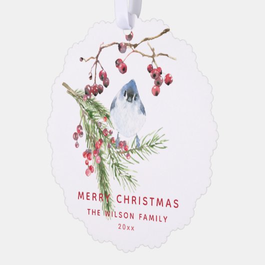 Vrolijk Kerstfeest - Kerstmis Groen Een Vogel Ornament Kaart (Links)