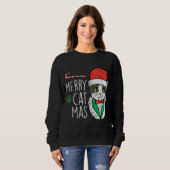 Vrolijk kerstfeest Kerstmis Kat Santa Funny Xmas Trui (Voorkant volledig)